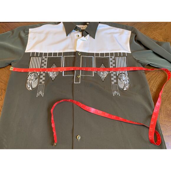 Pronti Collection By Phita Embroidered Button Up Blouse Dark Green Size M - Picture 10 of 10
